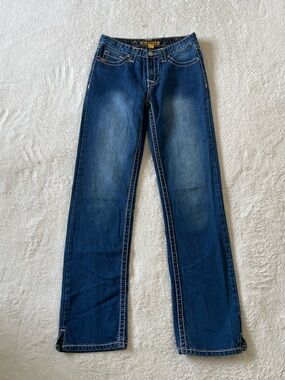 Iron Horse Graeley Low Rise Straight Leg Jeans Size 2 Western Rodeo Dark Wash